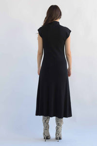 Fashion Styled Vestido largo punto cuello perkins Negro