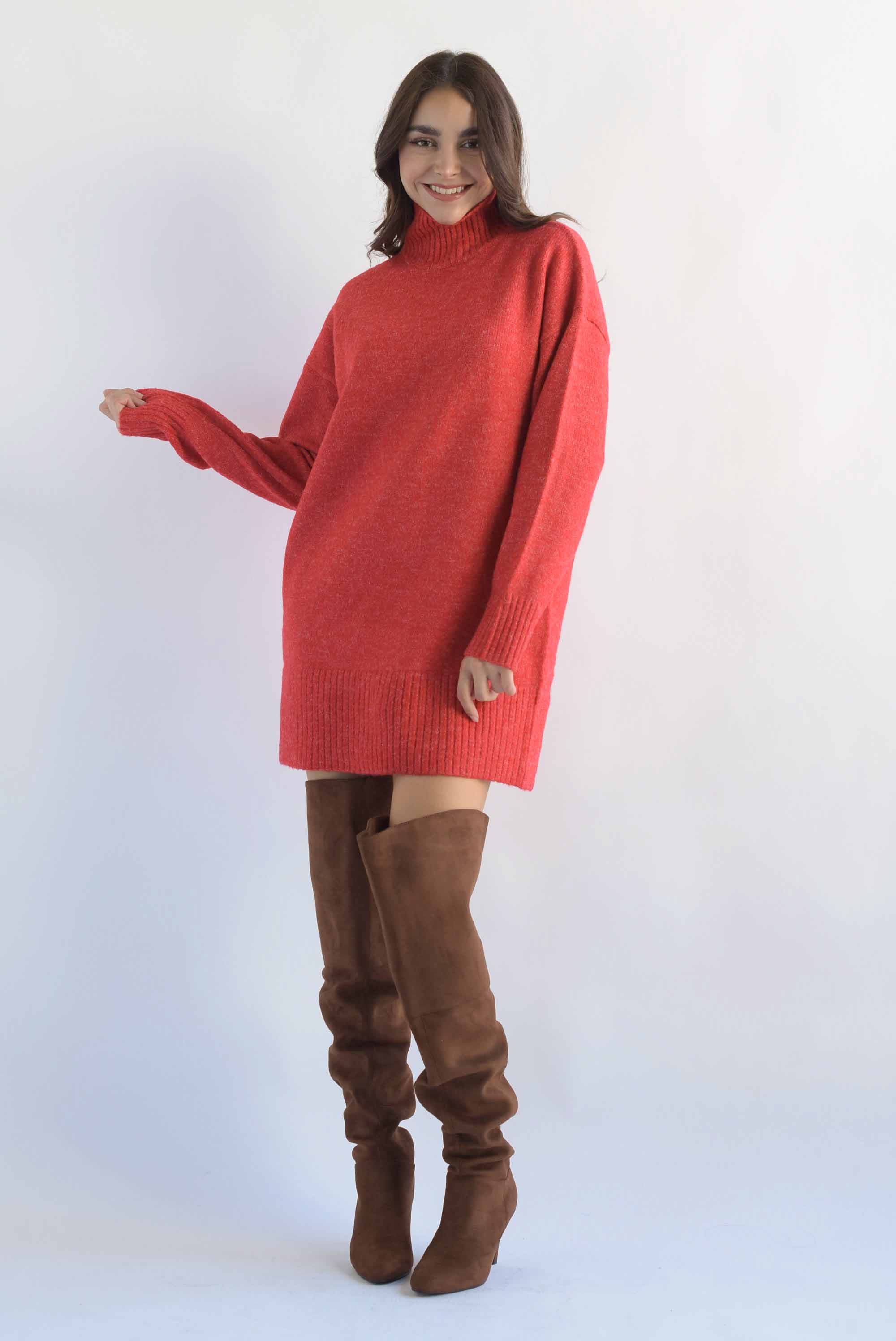 Sweater dress jaspeado Rojo