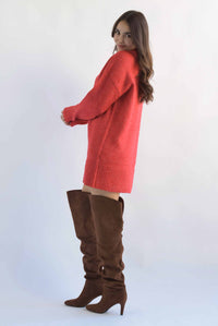 Fashion Styled Sweater dress jaspeado Rojo