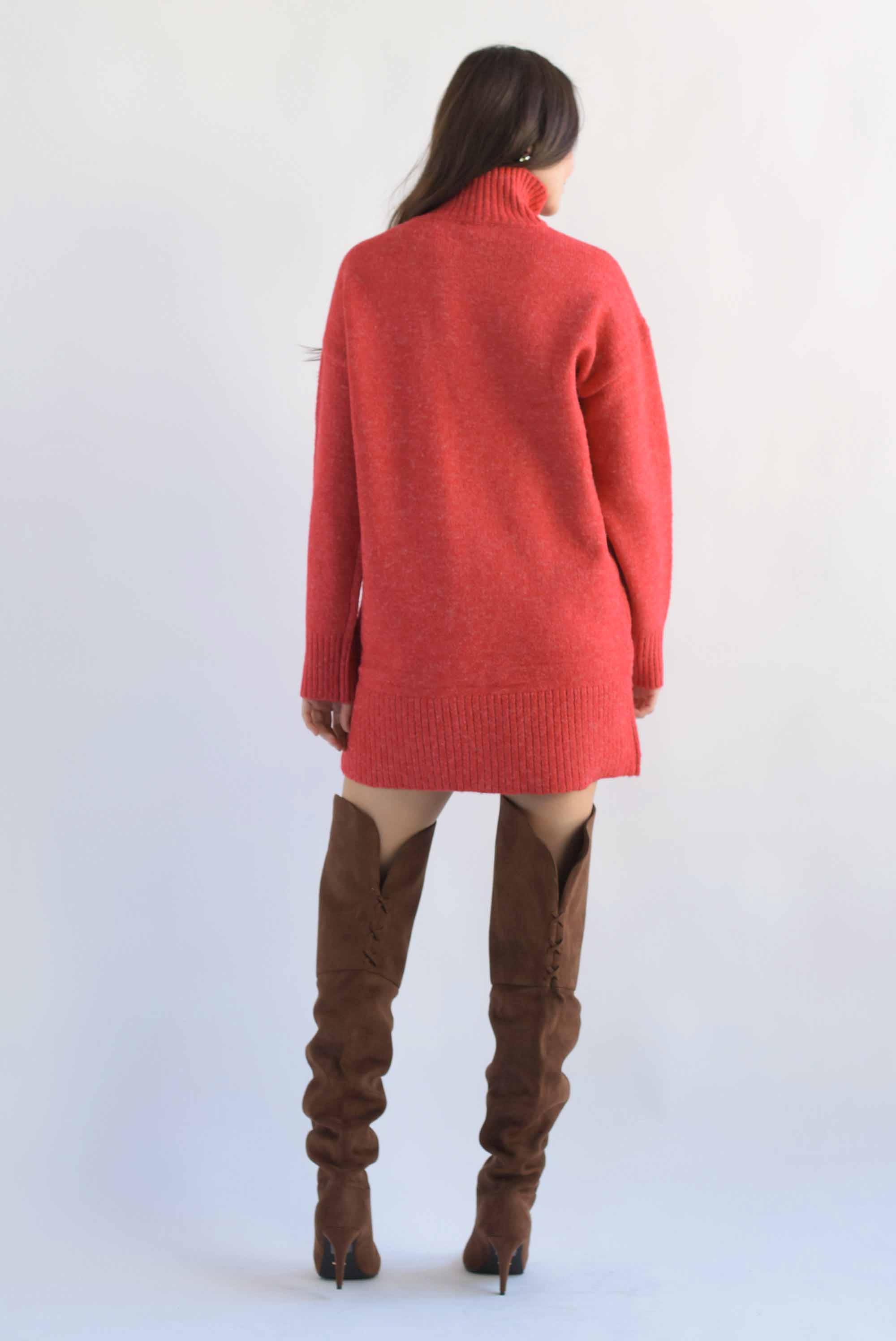 Sweater dress jaspeado Rojo