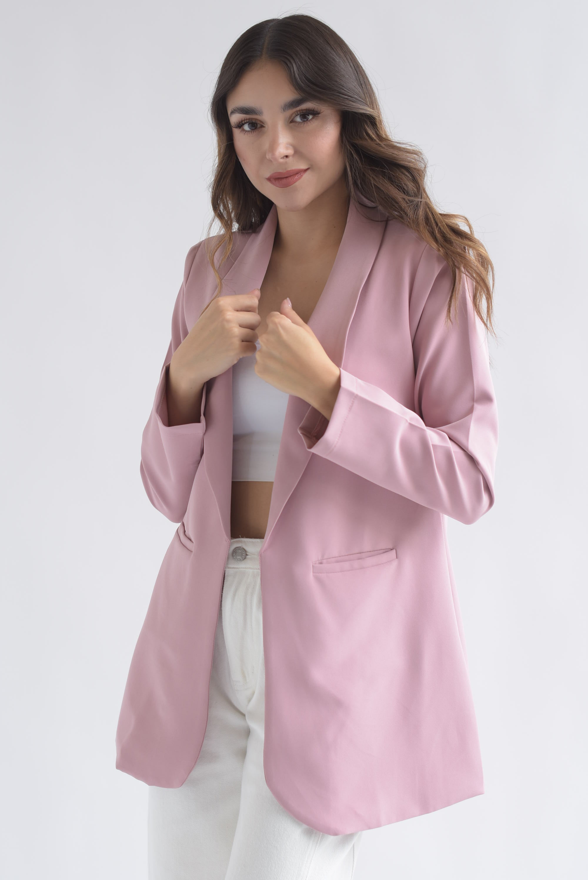 Blazer bolsillos ojal Rosa palo