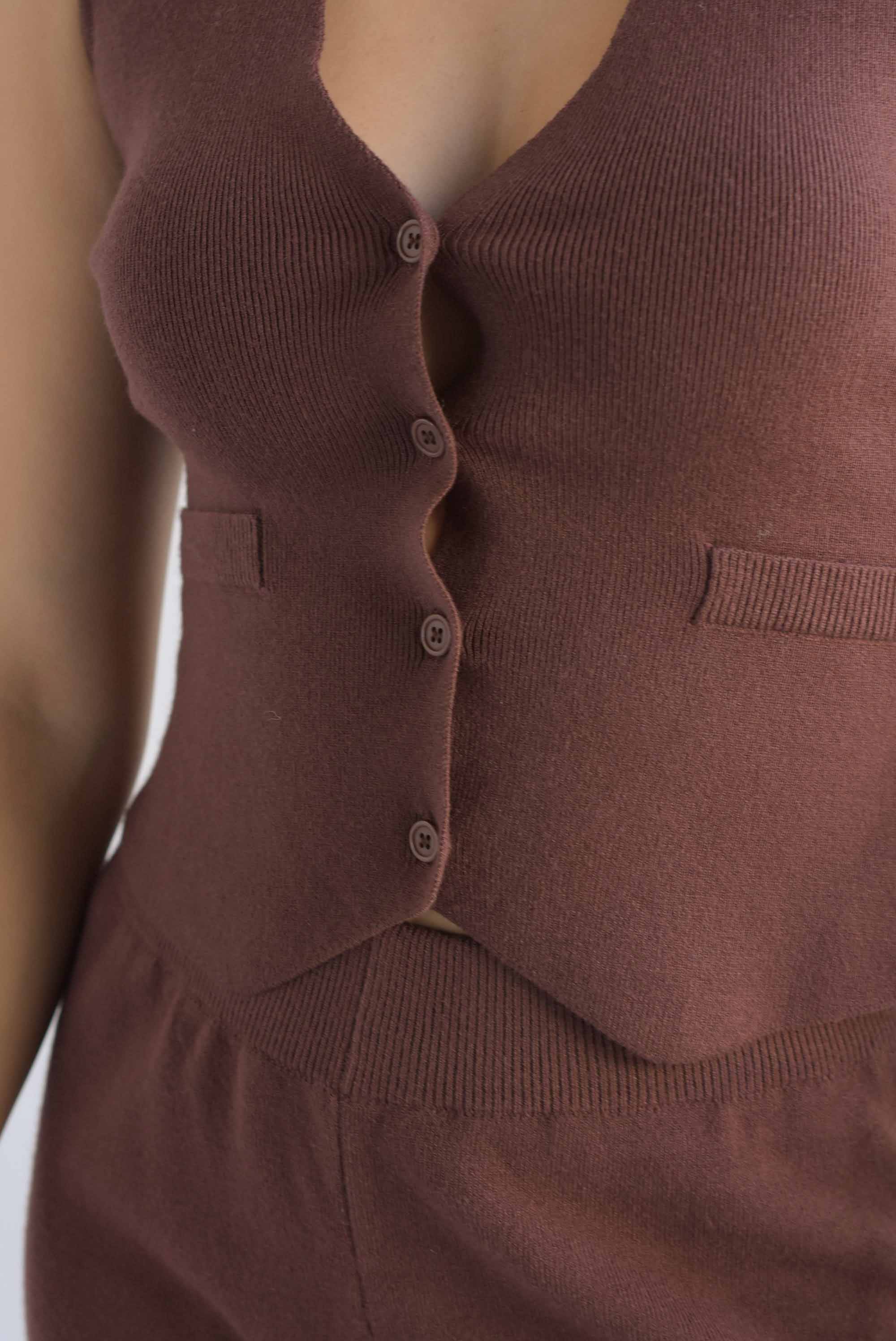 Set Pantalón y Chaleco punto Espresso