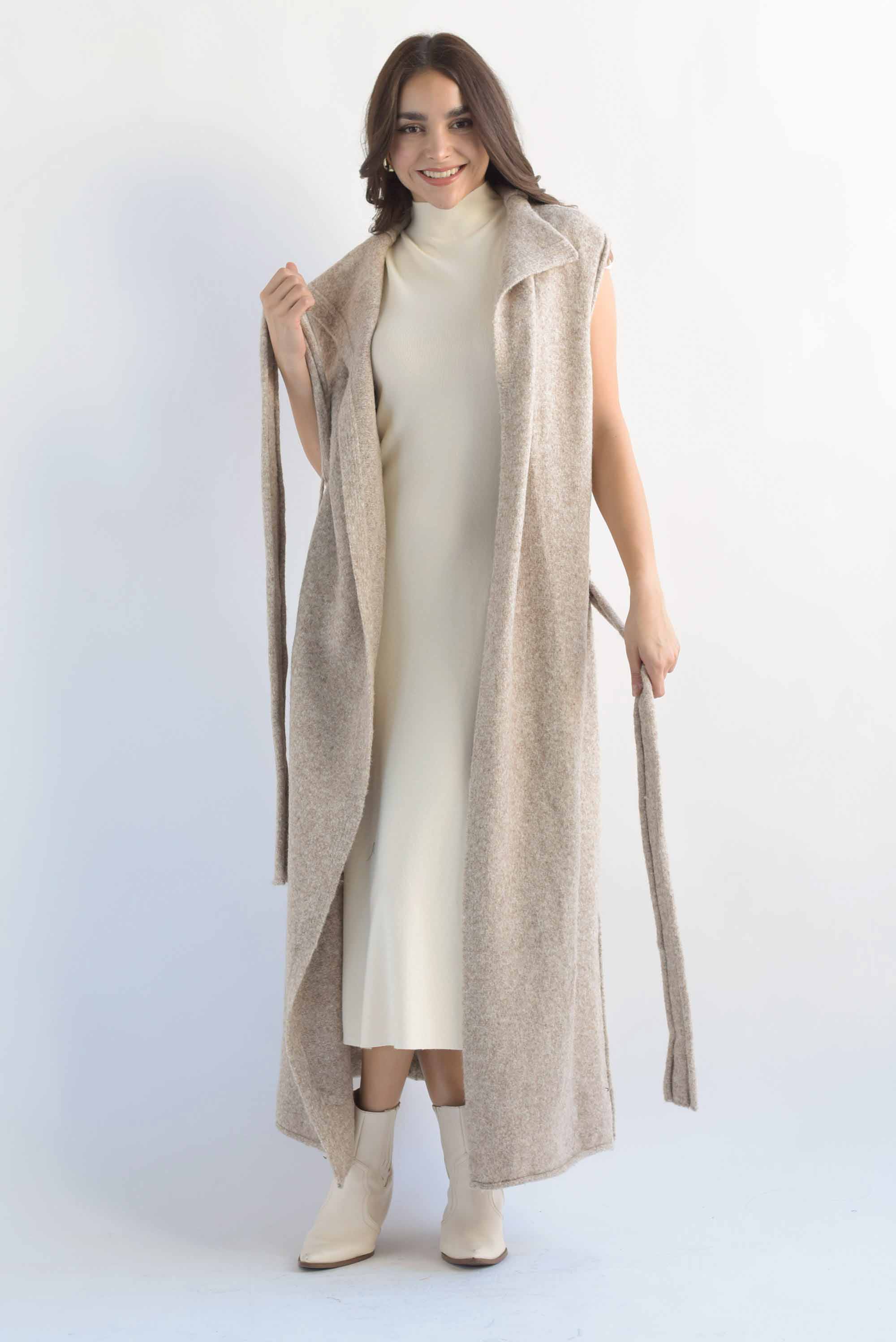 Chaleco largo punto Arena