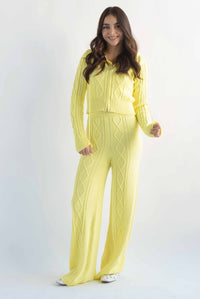 Fashion Styled Set Pantalón y Hoodie punto Amarillo