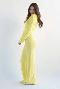 Fashion Styled Set Pantalón y Hoodie punto Amarillo