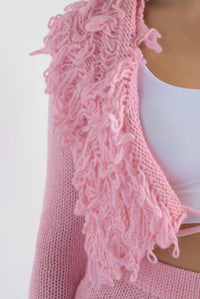 Fashion Styled Set Falda y Cárdigan punto flecos Rosa