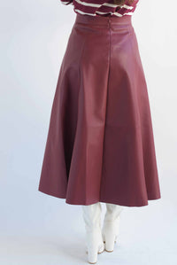 Fashion Styled Falda vinipiel corte A Vino