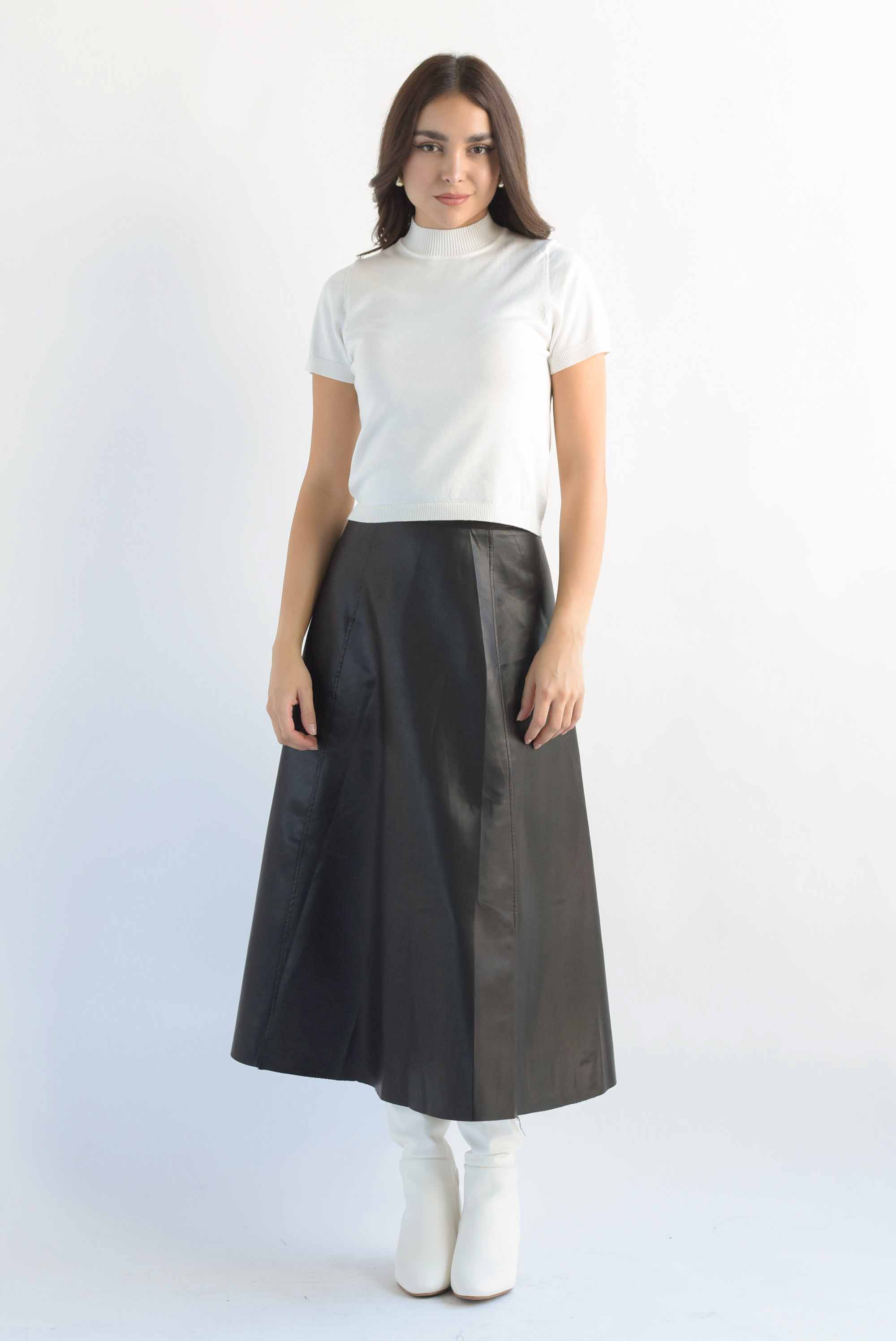 Blusa punto manga corta Blanco