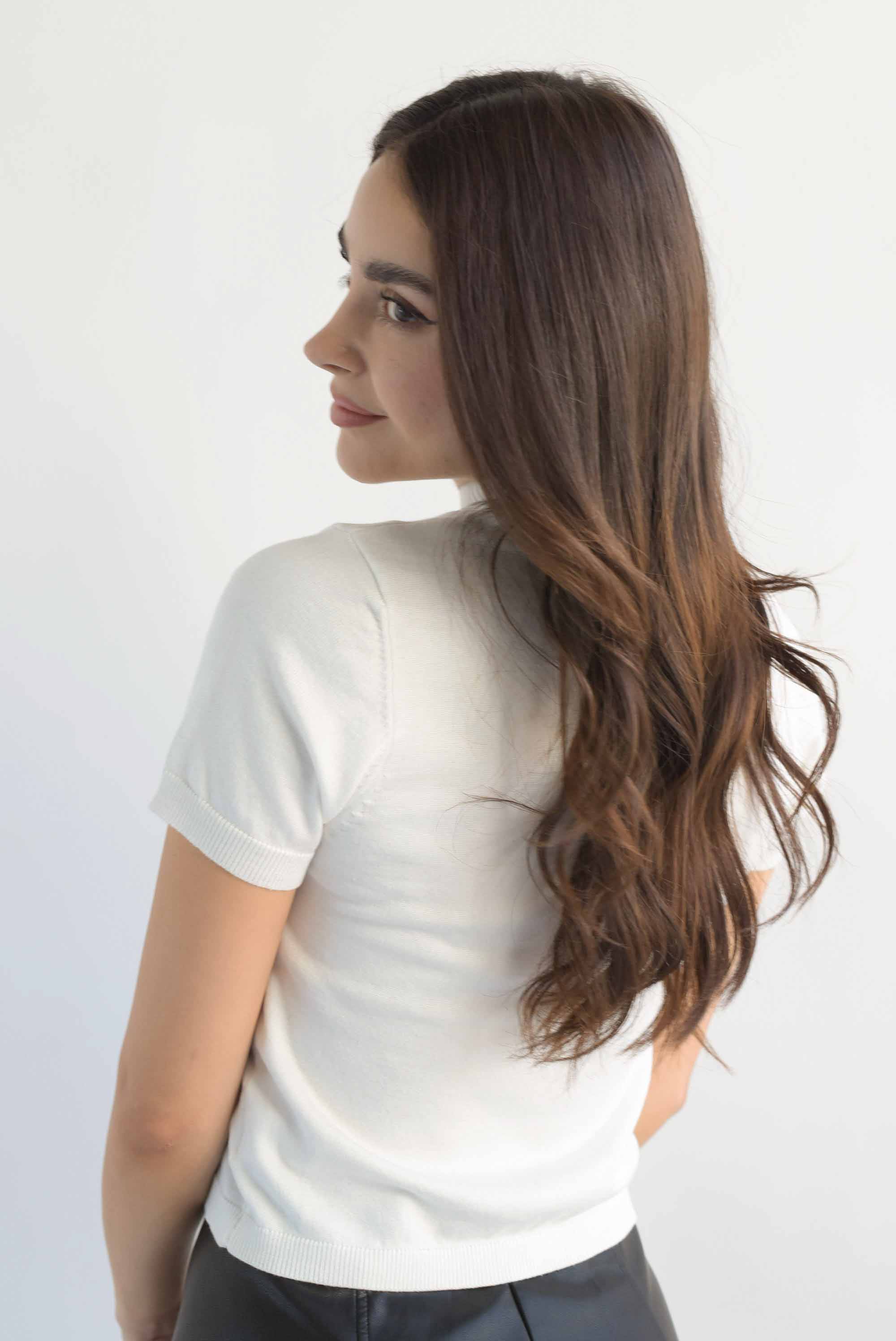 Blusa punto manga corta Blanco