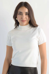 Fashion Styled Blusa punto manga corta Blanco