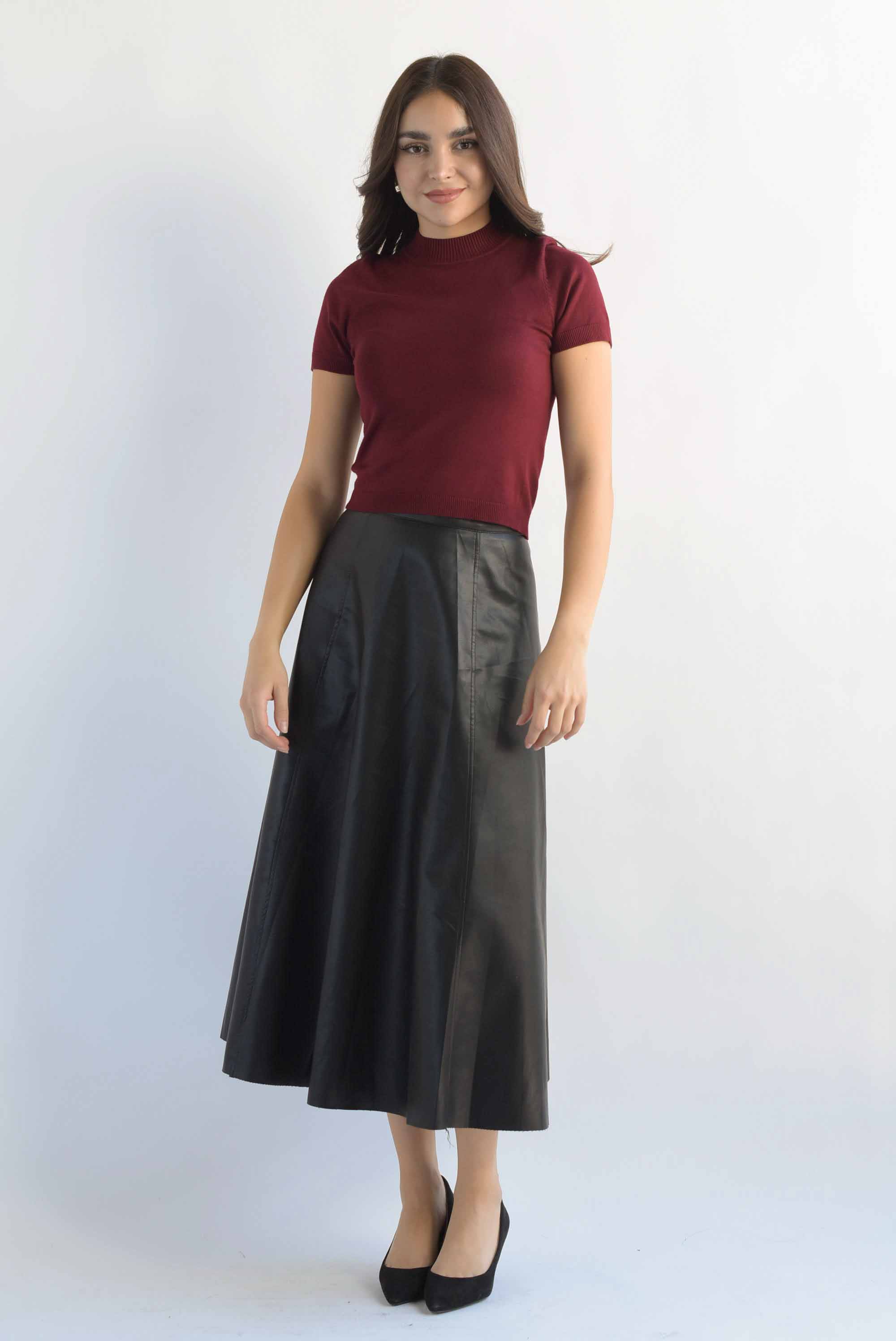 Blusa punto manga corta Vino