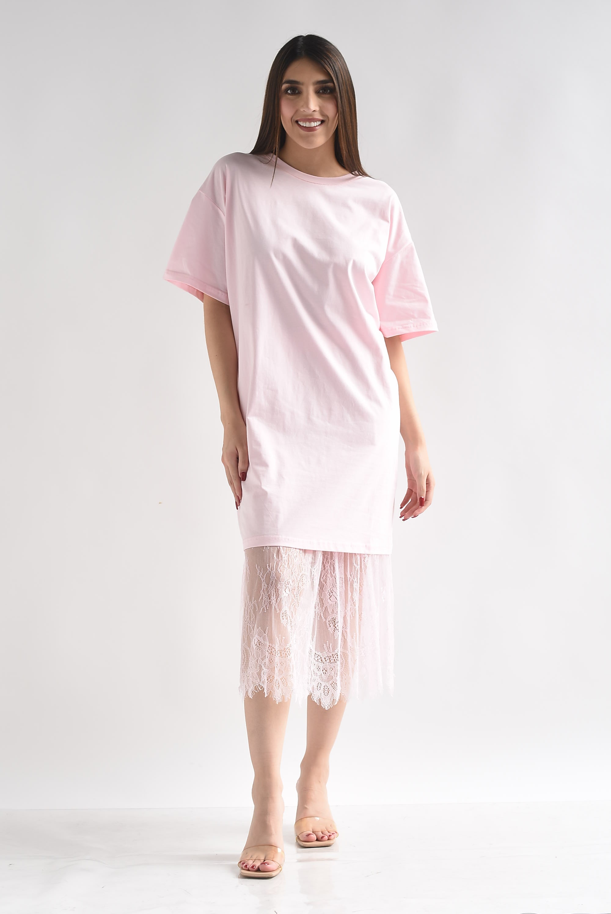 T-Shirt dress con Falda encaje