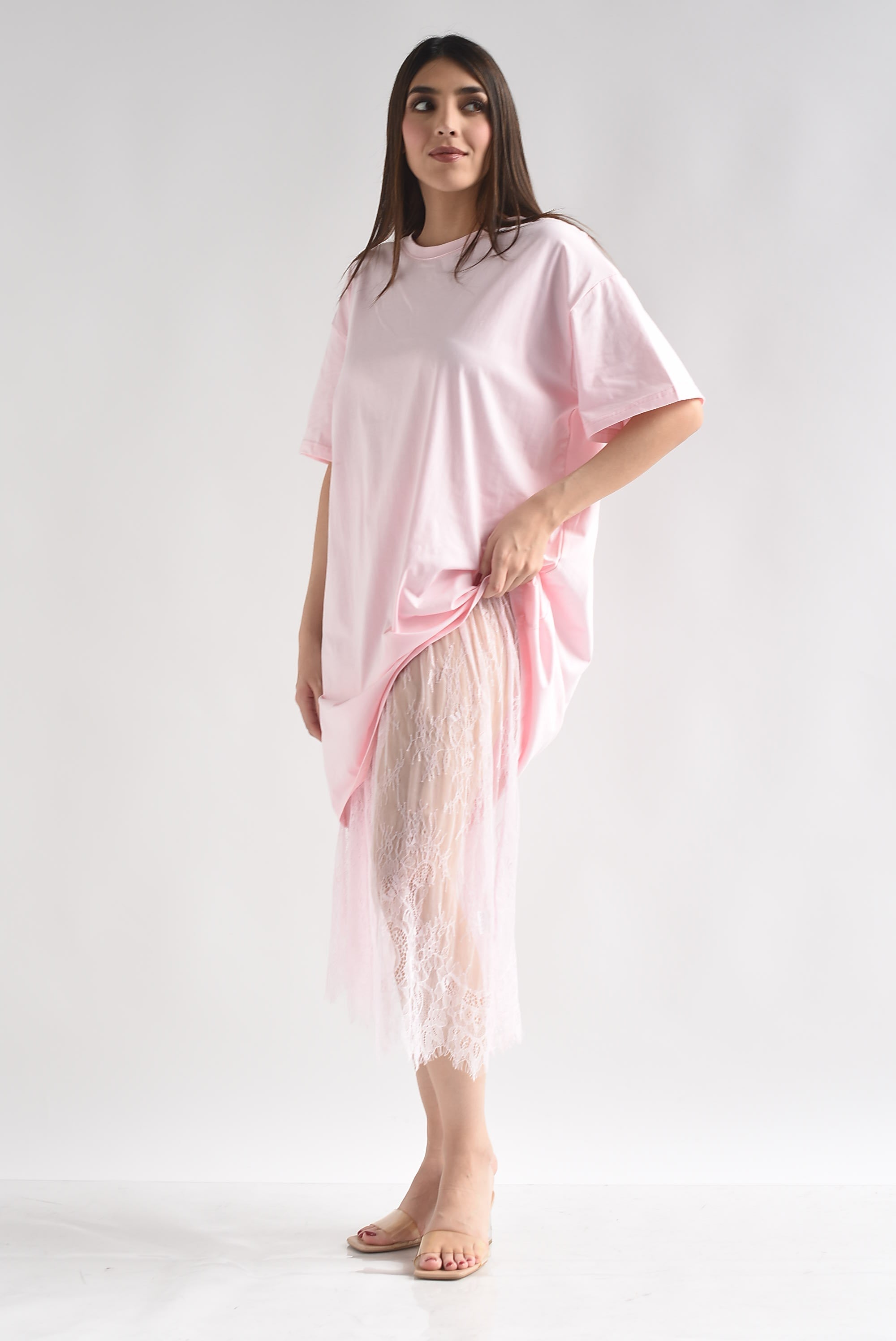 T-Shirt dress con Falda encaje