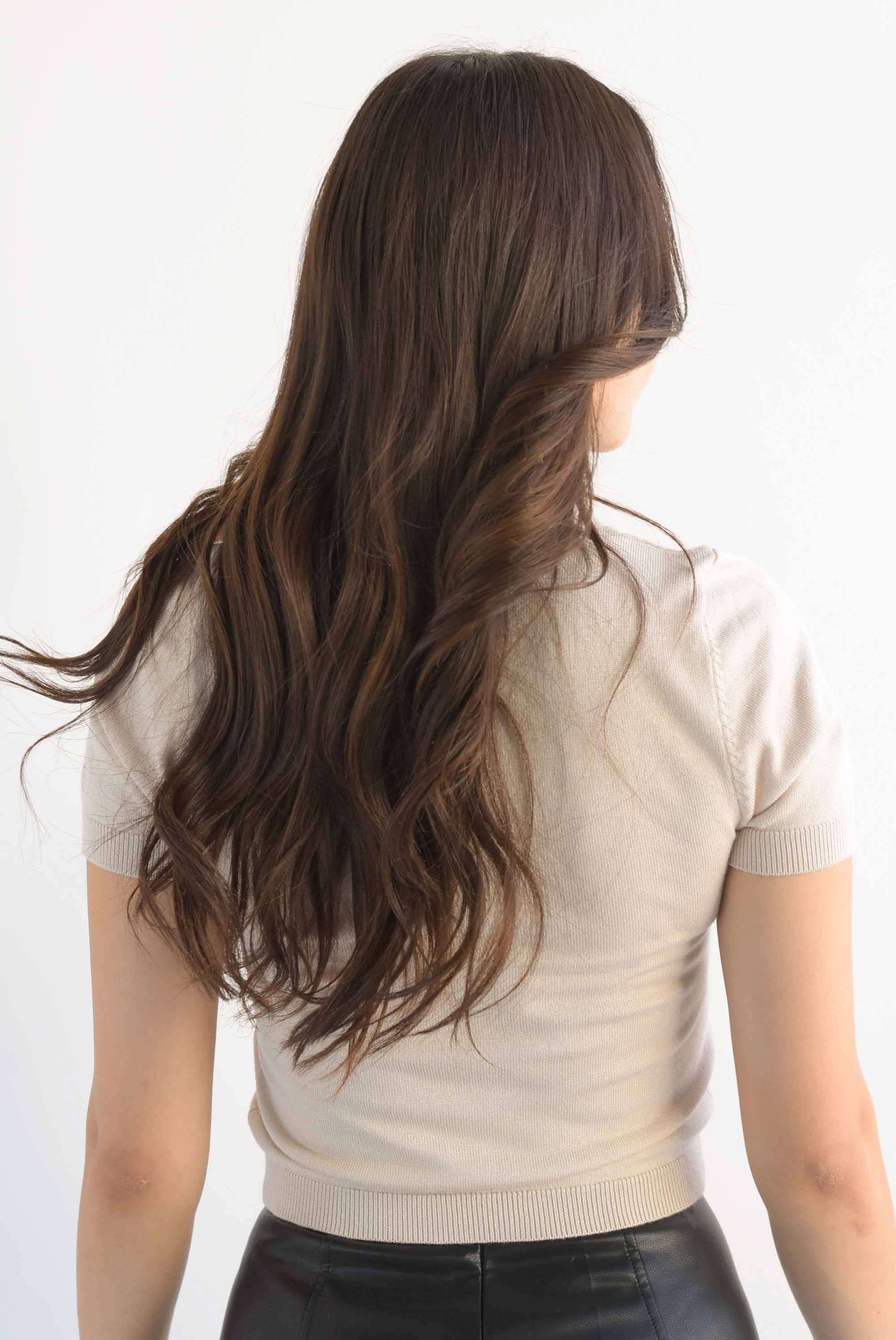 Blusa punto manga corta Beige