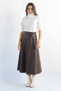 Fashion Styled Falda vinipiel corte A Espresso
