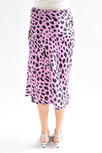 Fashion Styled Falda midi satín leopardo Rosa