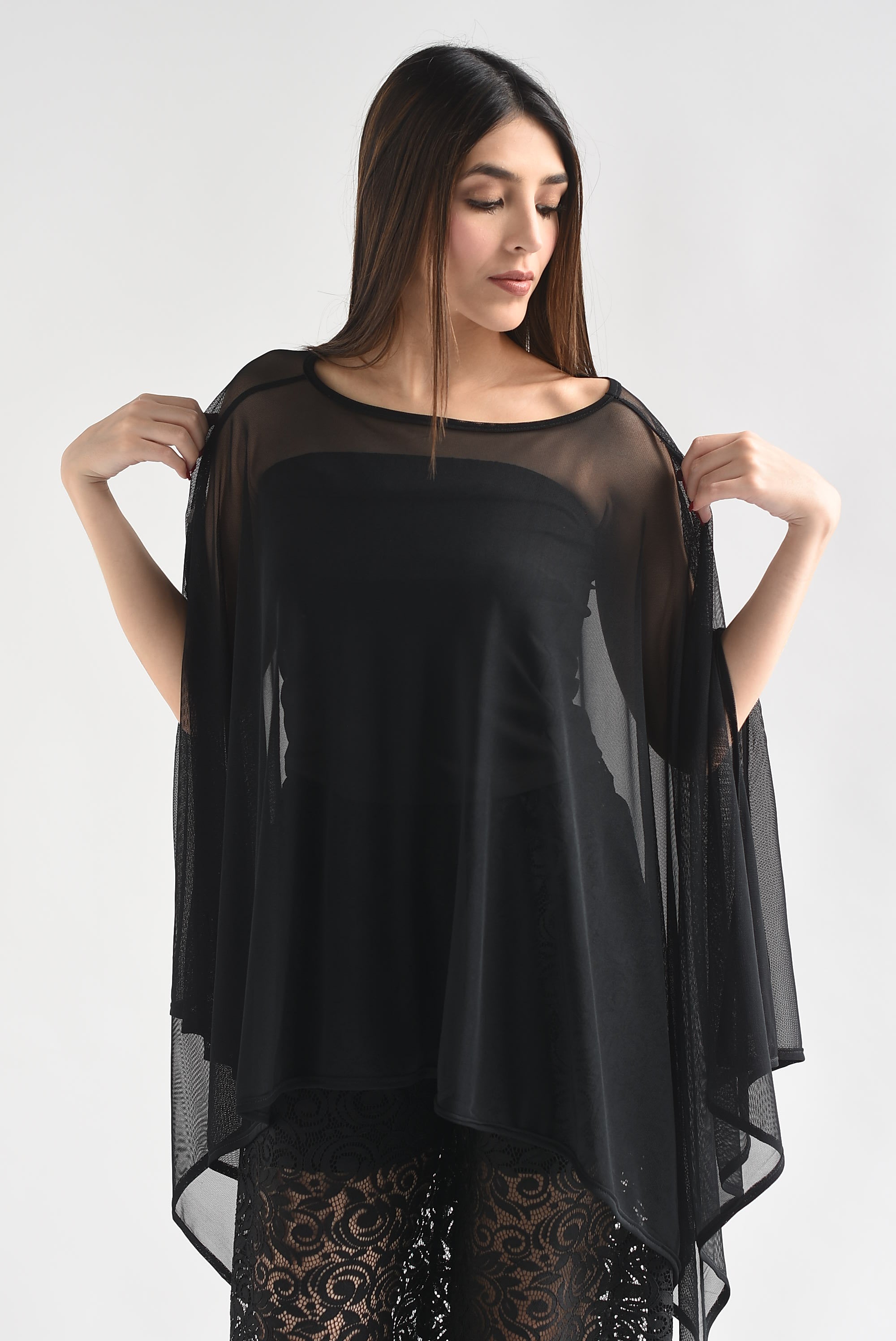 Poncho mesh con top