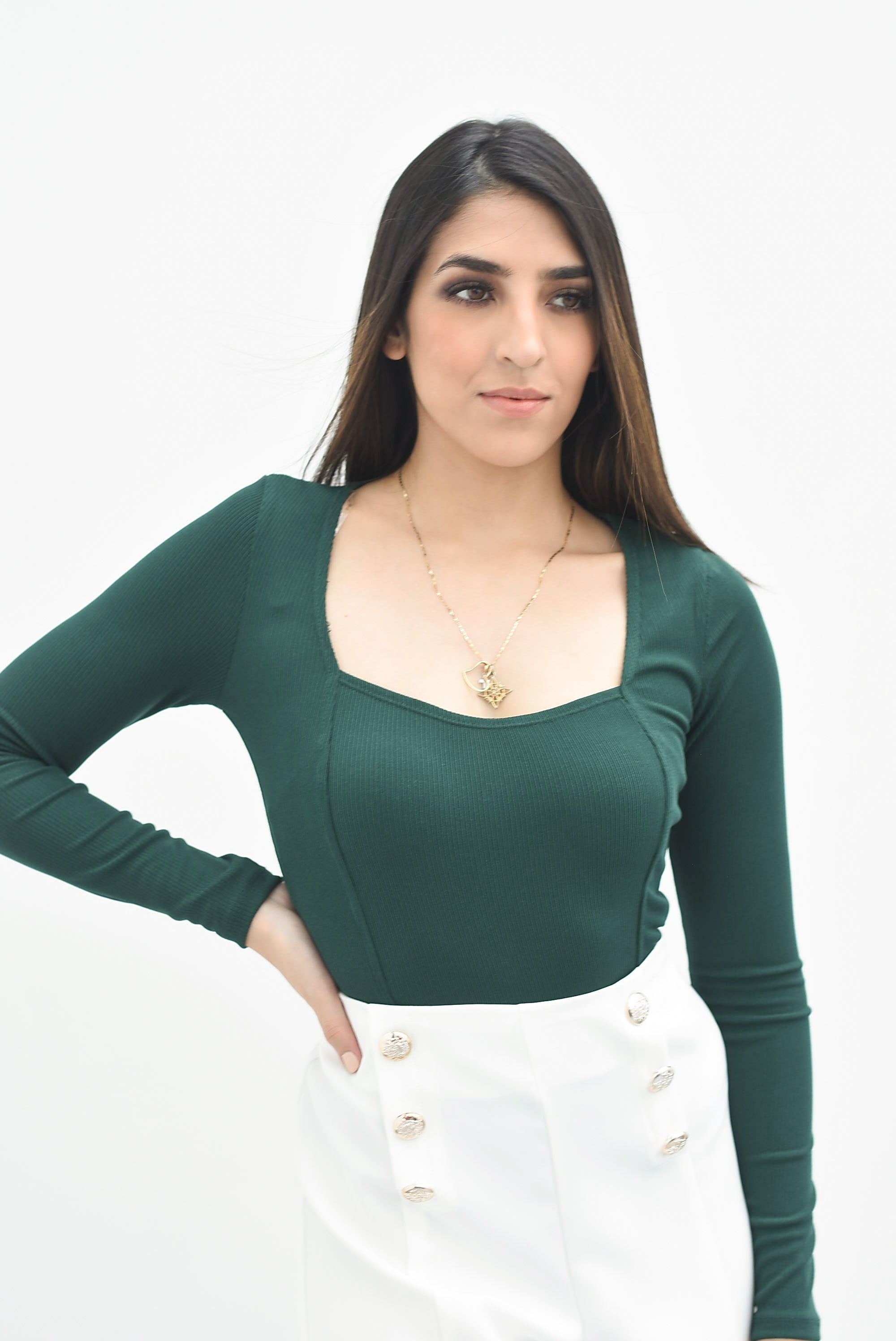 Body licra canalé Verde