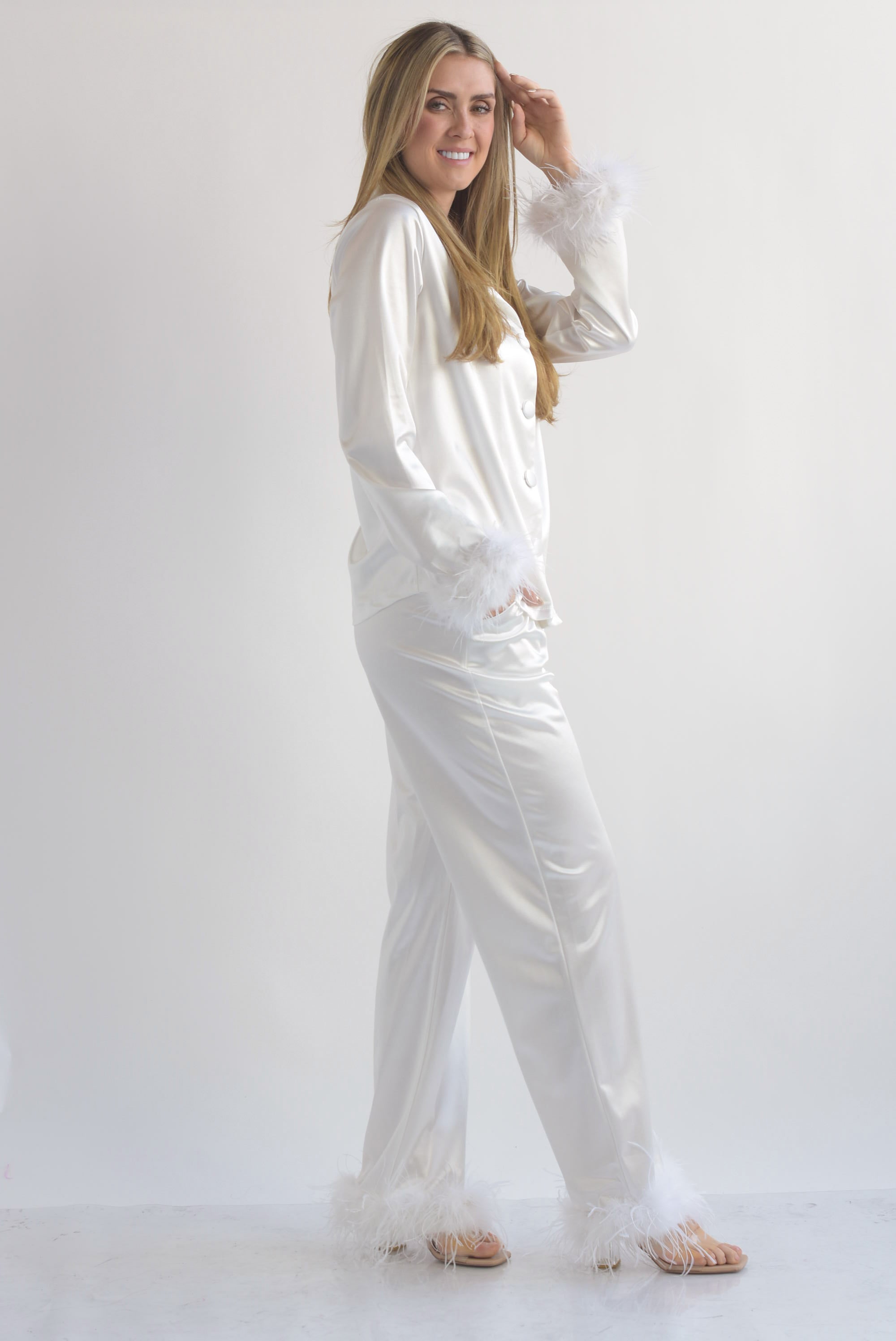 Set pijama Pantalón y Blusa plumas