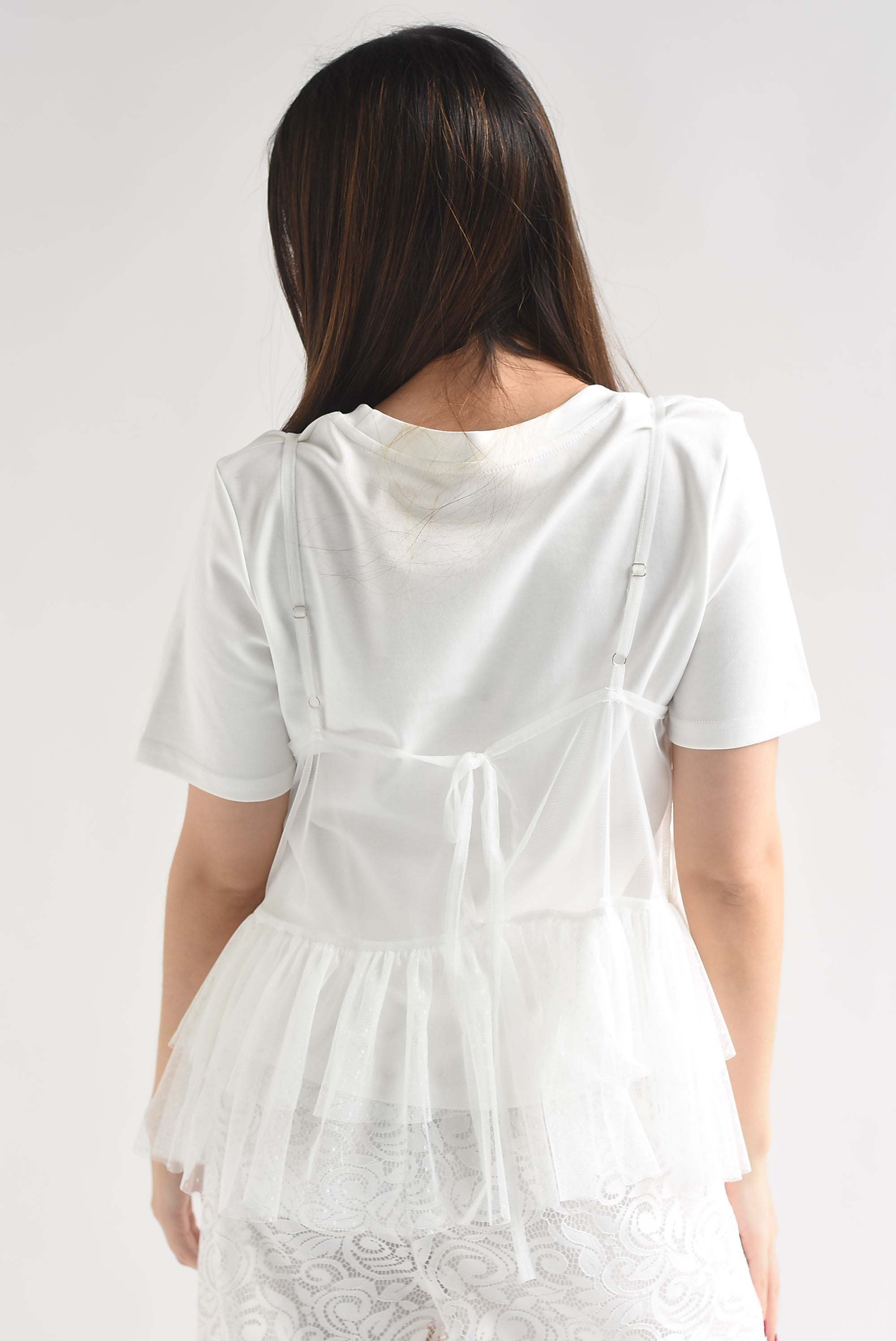 T-Shirt con Top tulle polka dots