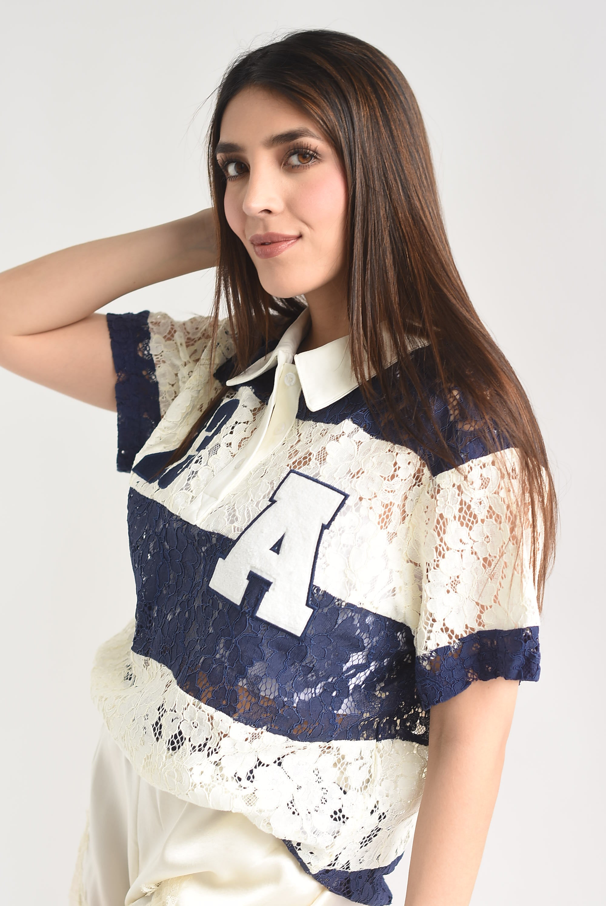 Blusa polo franjas #23 encaje
