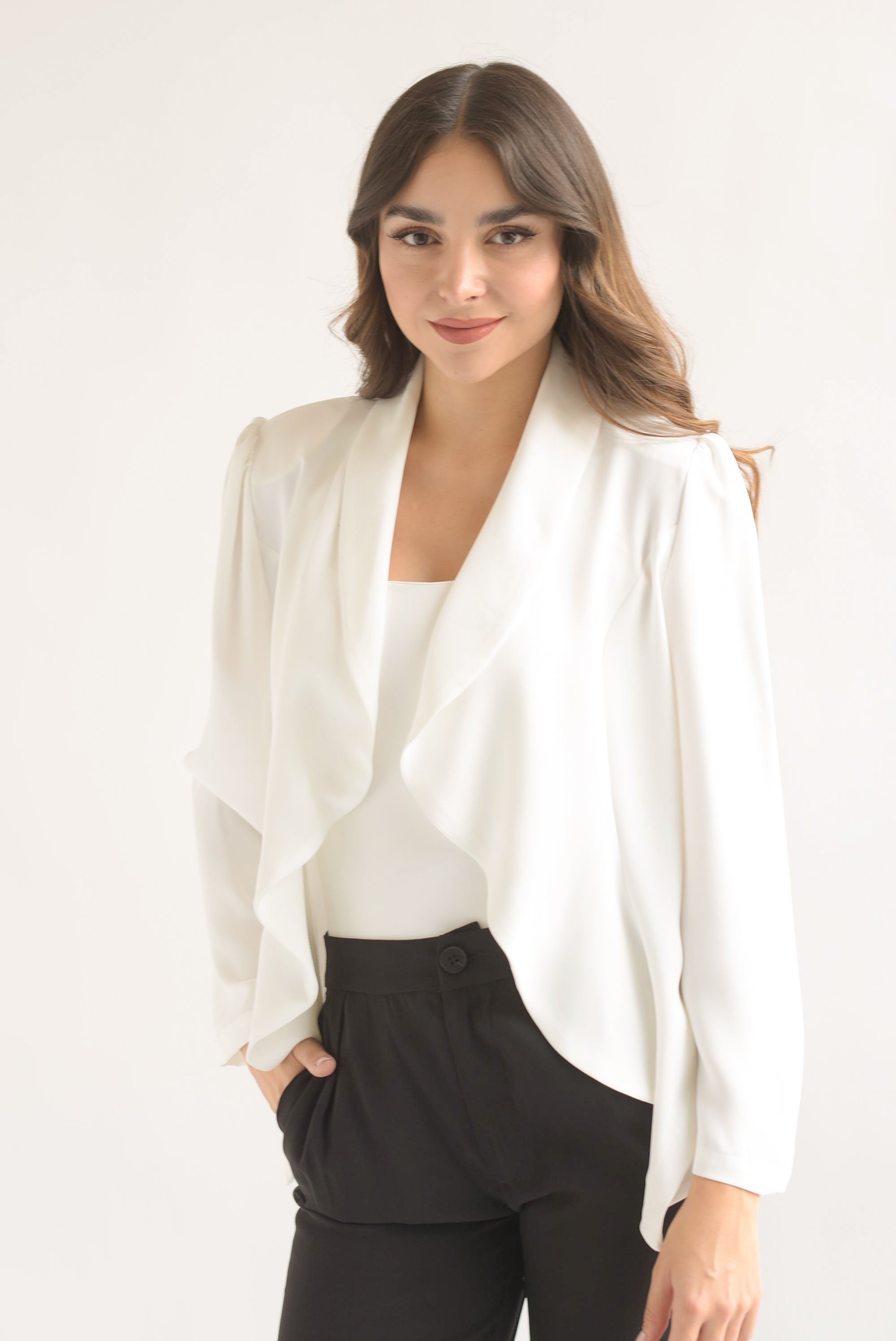 Saco ligero solapa simétrica Blanco