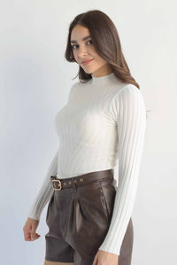 Fashion Styled Blusa punto cuello perkins Blanco