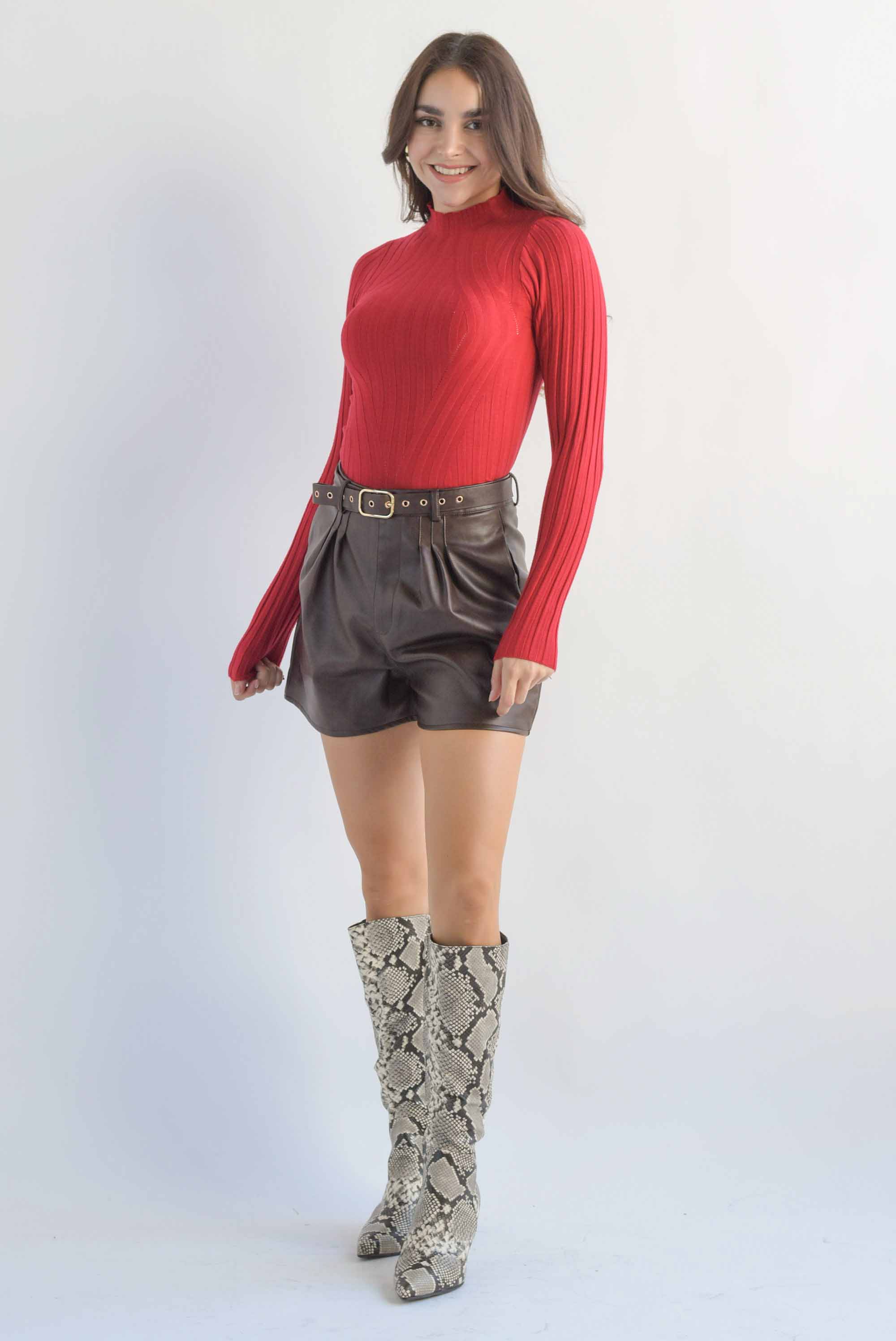 Blusa punto cuello perkins Rojo