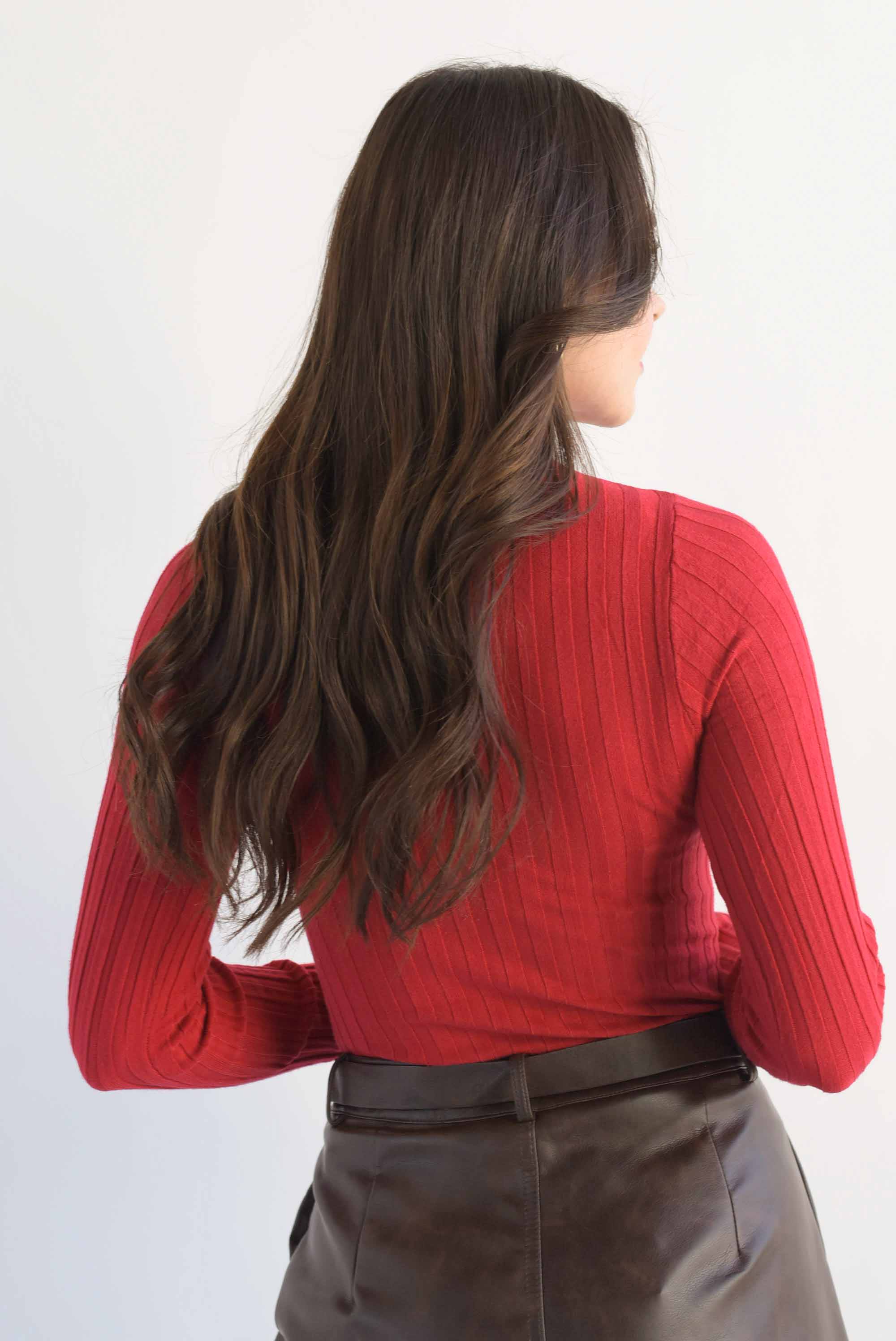 Blusa punto cuello perkins Rojo