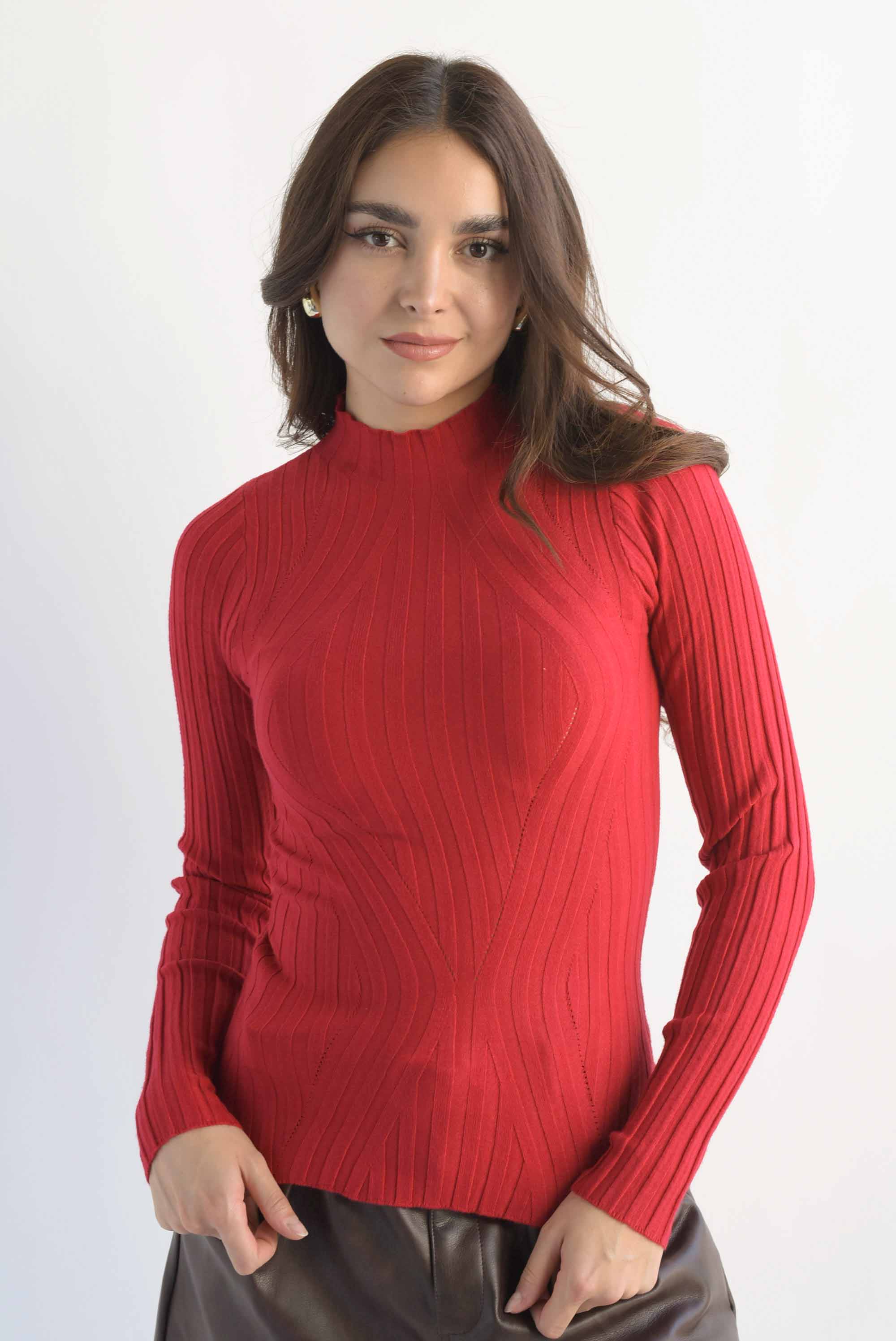 Blusa punto cuello perkins Rojo