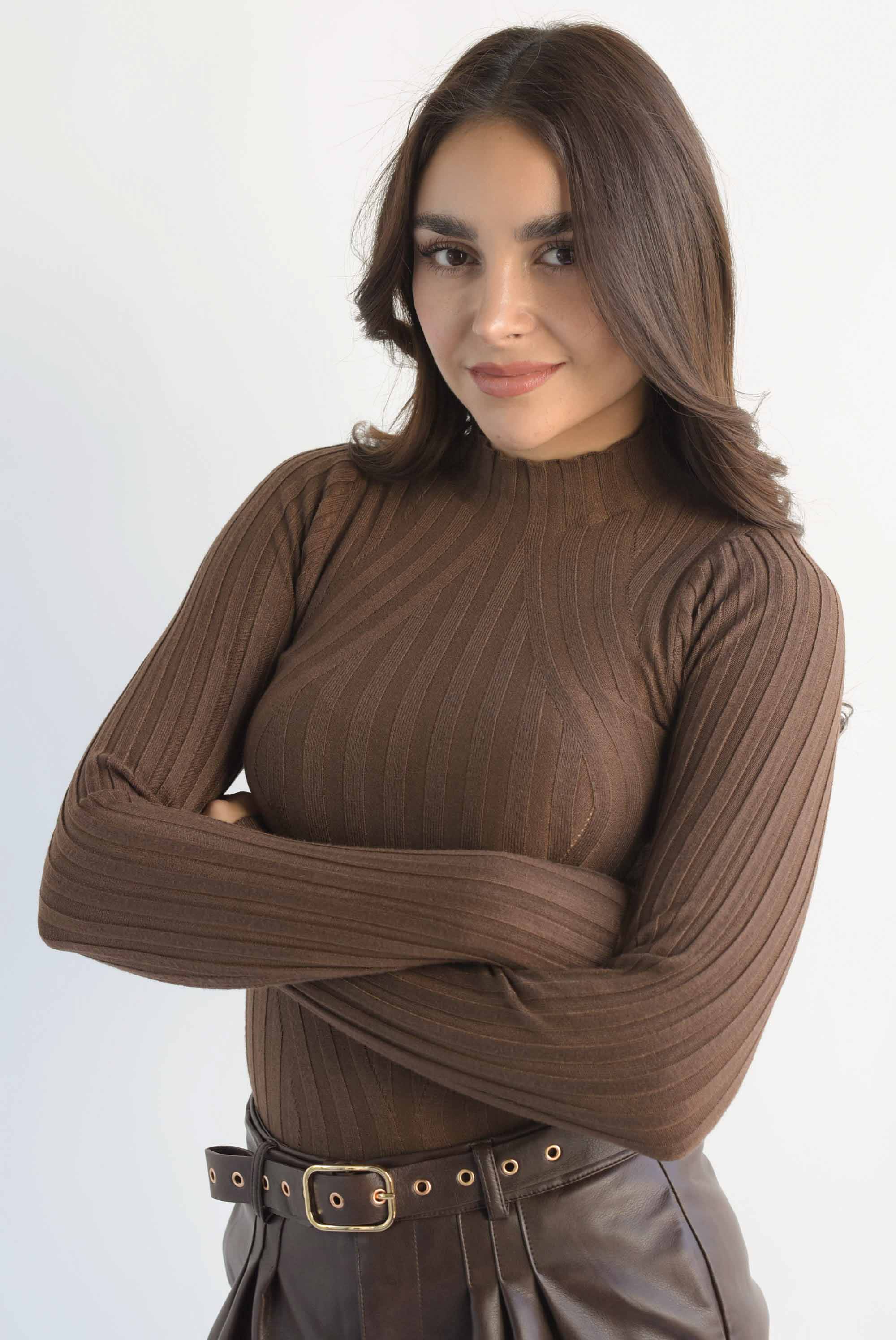 Blusa punto cuello perkins Espresso