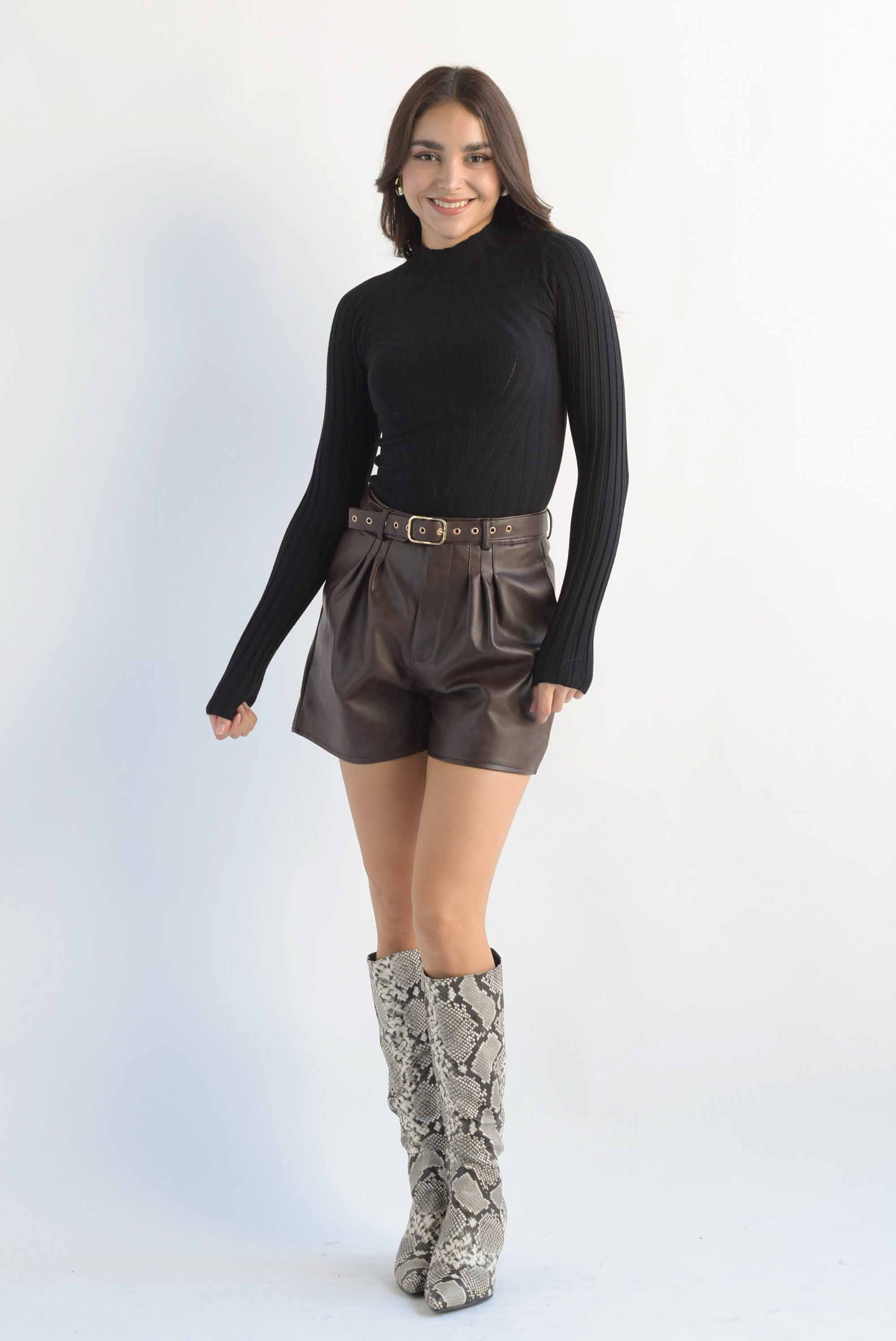 Blusa punto cuello perkins Negro