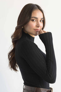 Fashion Styled Blusa punto cuello perkins Negro