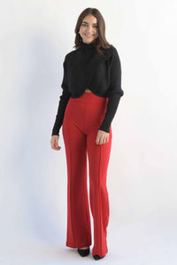 Fashion Styled Sweater crop canalé cruzado Negro
