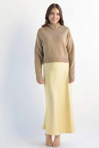 Fashion Styled Sweater costuras cuello alto Moka