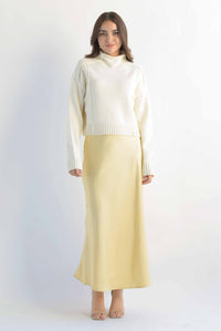 Fashion Styled Sweater costuras cuello alto Ivory