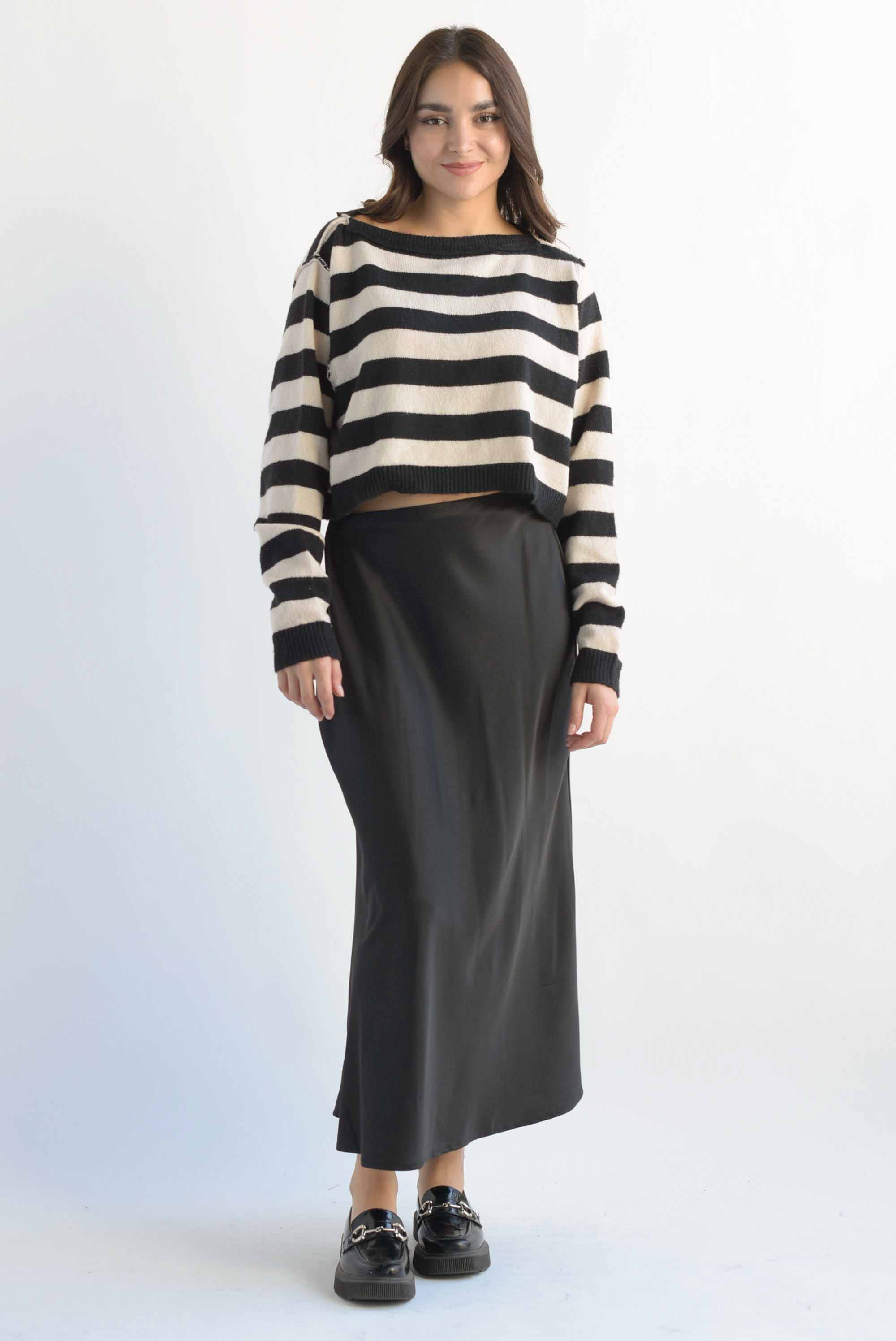 Sweater franjas Negro & Ivory