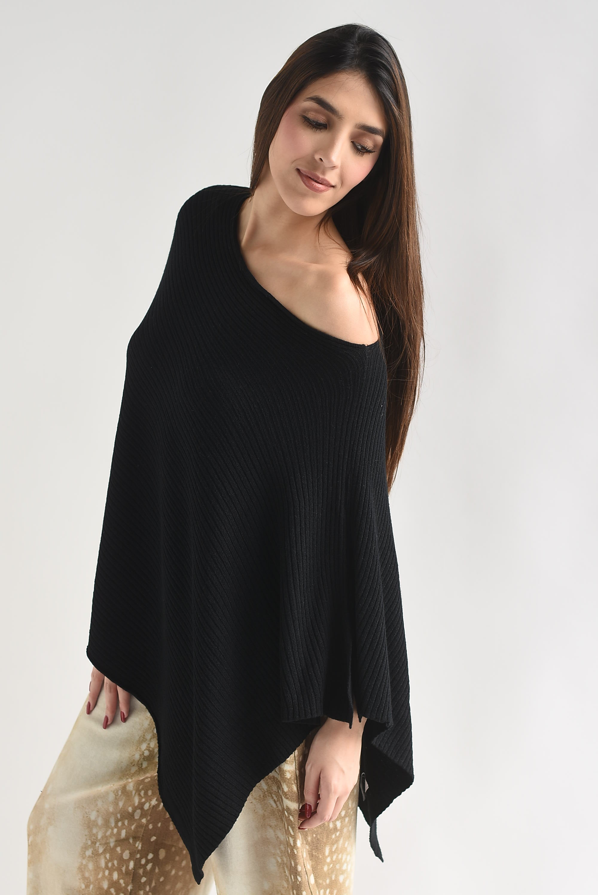 Capa poncho punto canalé
