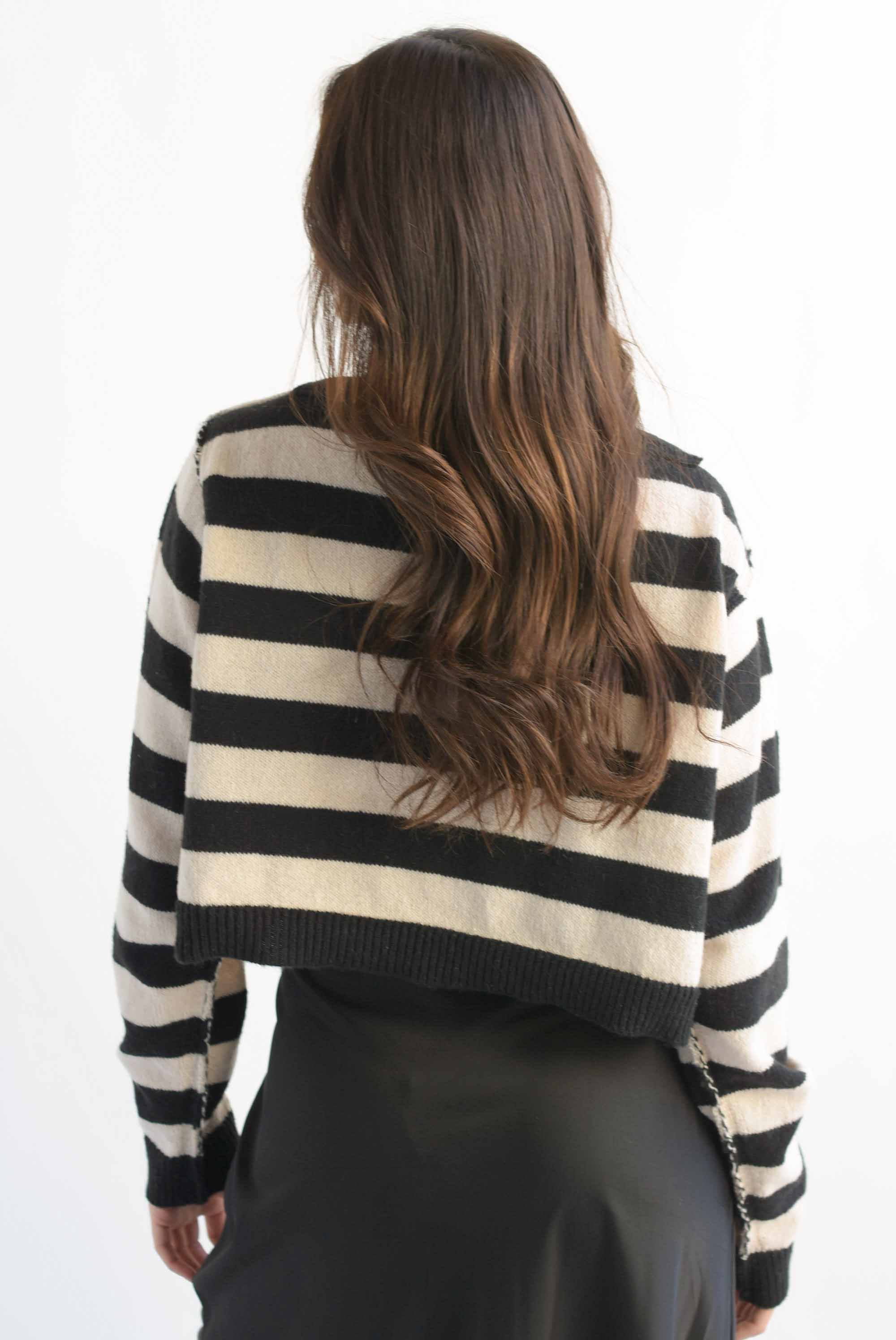 Sweater franjas Negro & Ivory