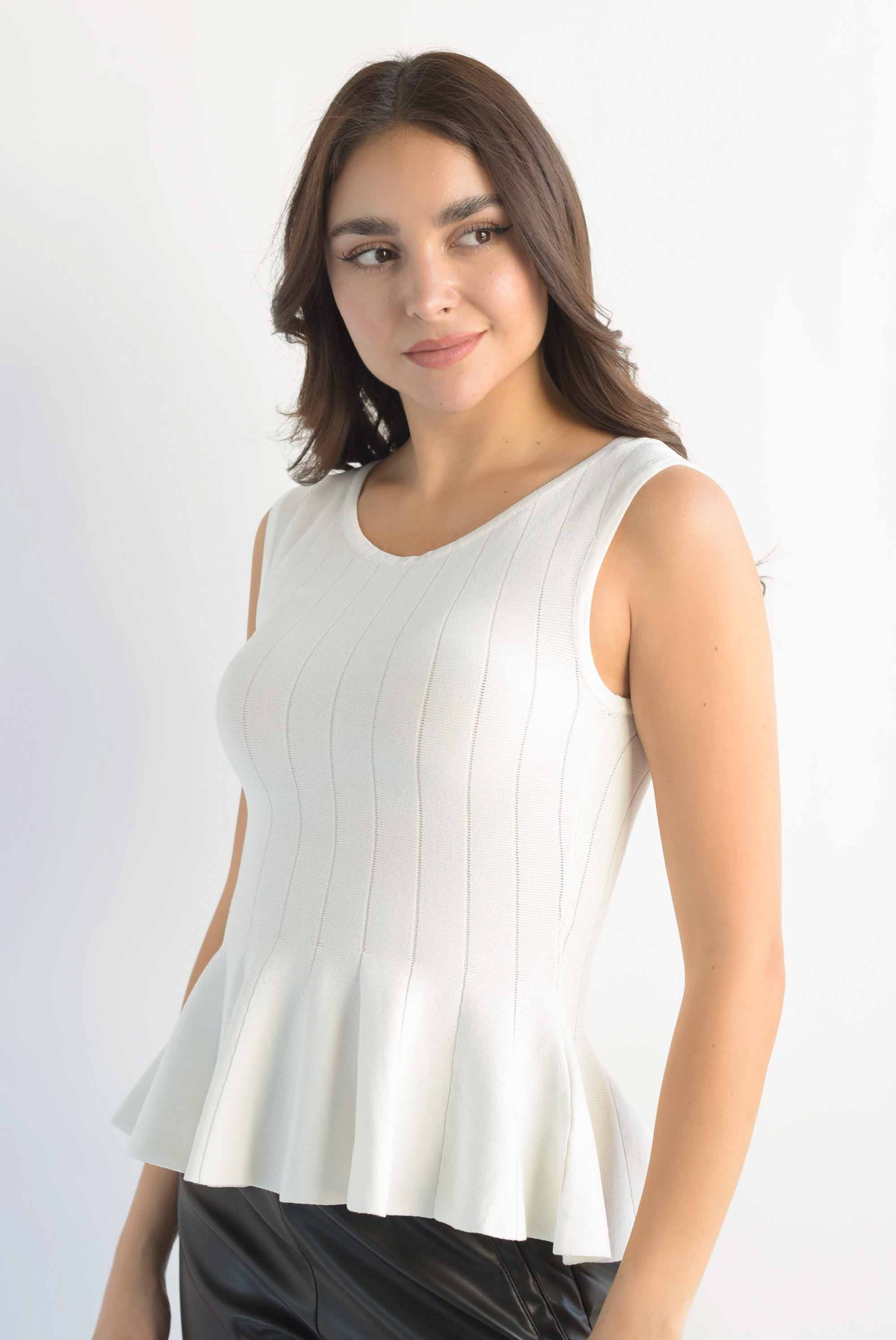 Blusa punto peplum pinzas Blanco