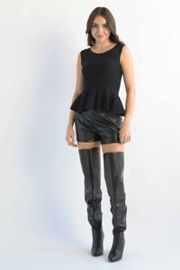 Fashion Styled Short vinipiel bolsillos simulados Negro