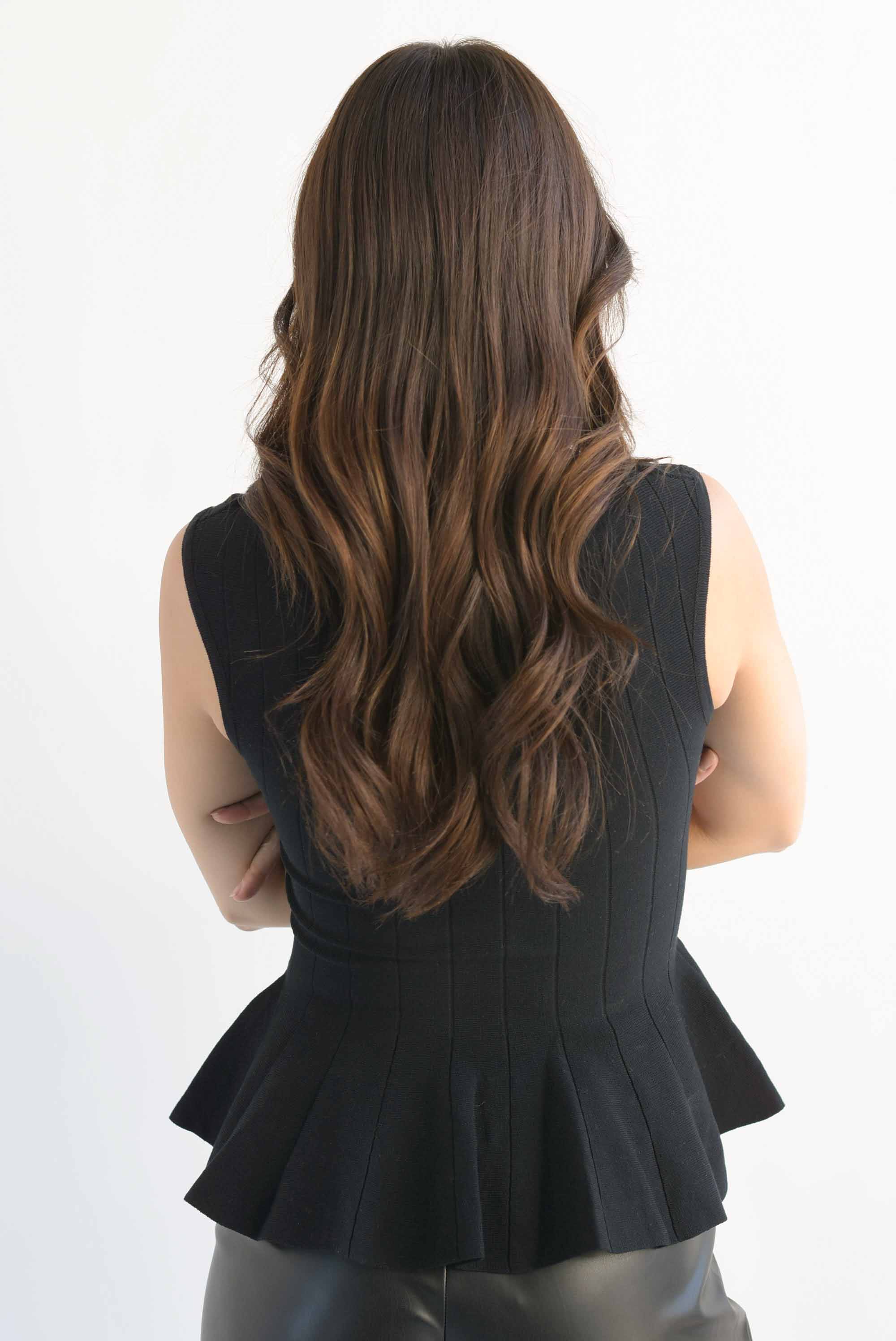 Blusa punto peplum pinzas Negro