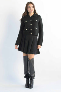 Fashion Styled Sweater tipo blazer textura Negro