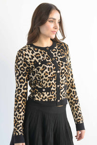 Fashion Styled Sweater botones simulados Leopardo
