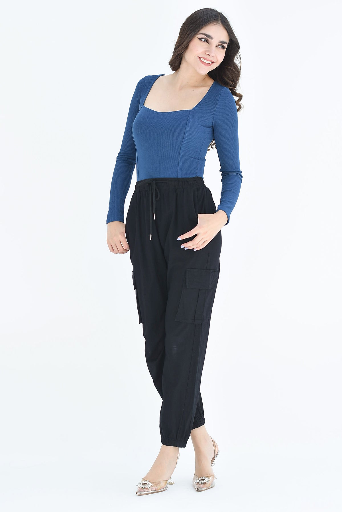 Jogger cargo lino Negro