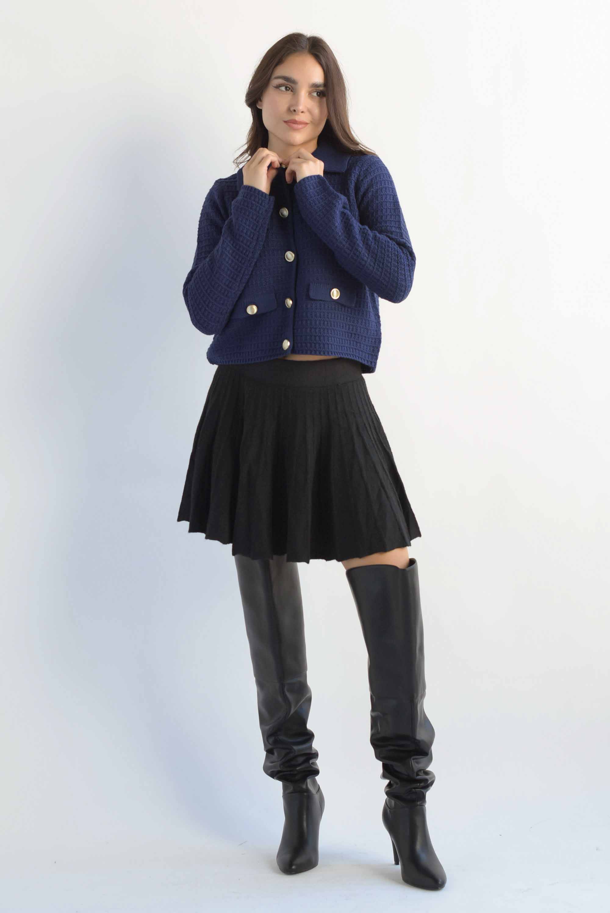 Sweater tipo blazer textura Azul Marino