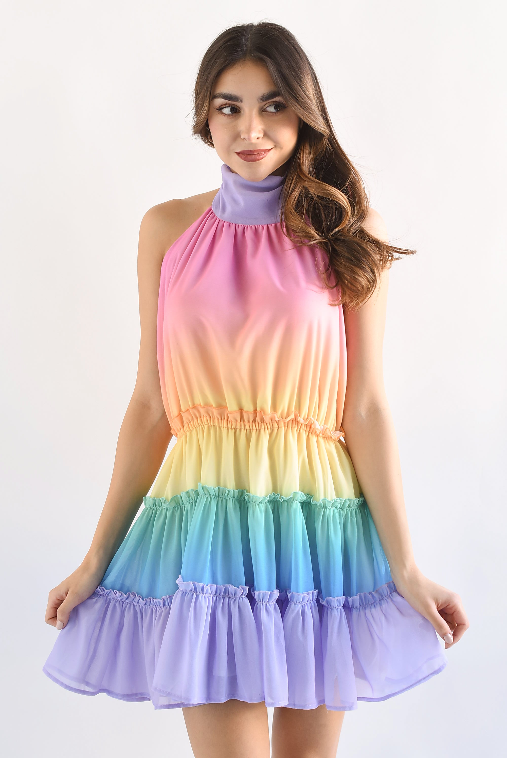 Vestido corto halter Rainbow