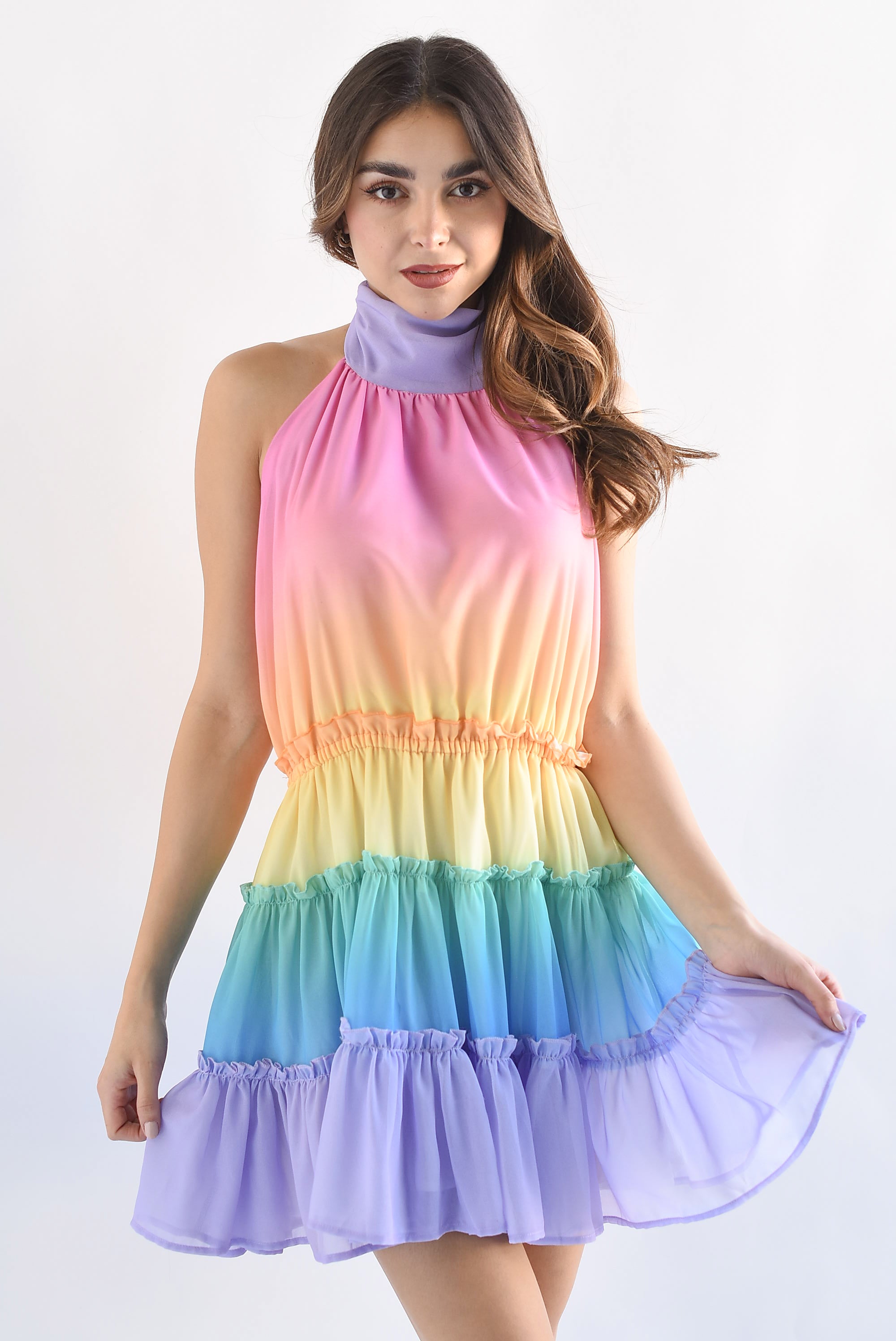 Vestido corto halter Rainbow