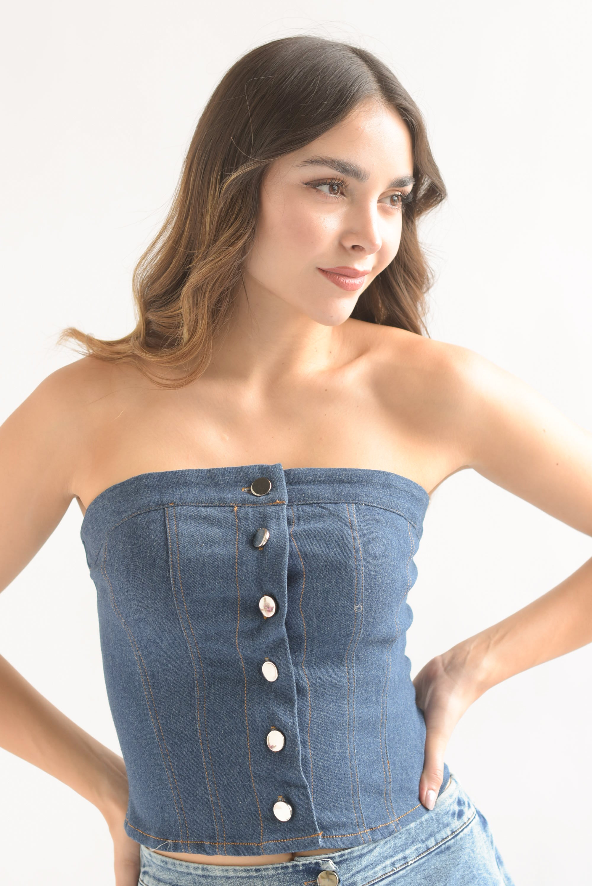 Top strapless Denim Dark