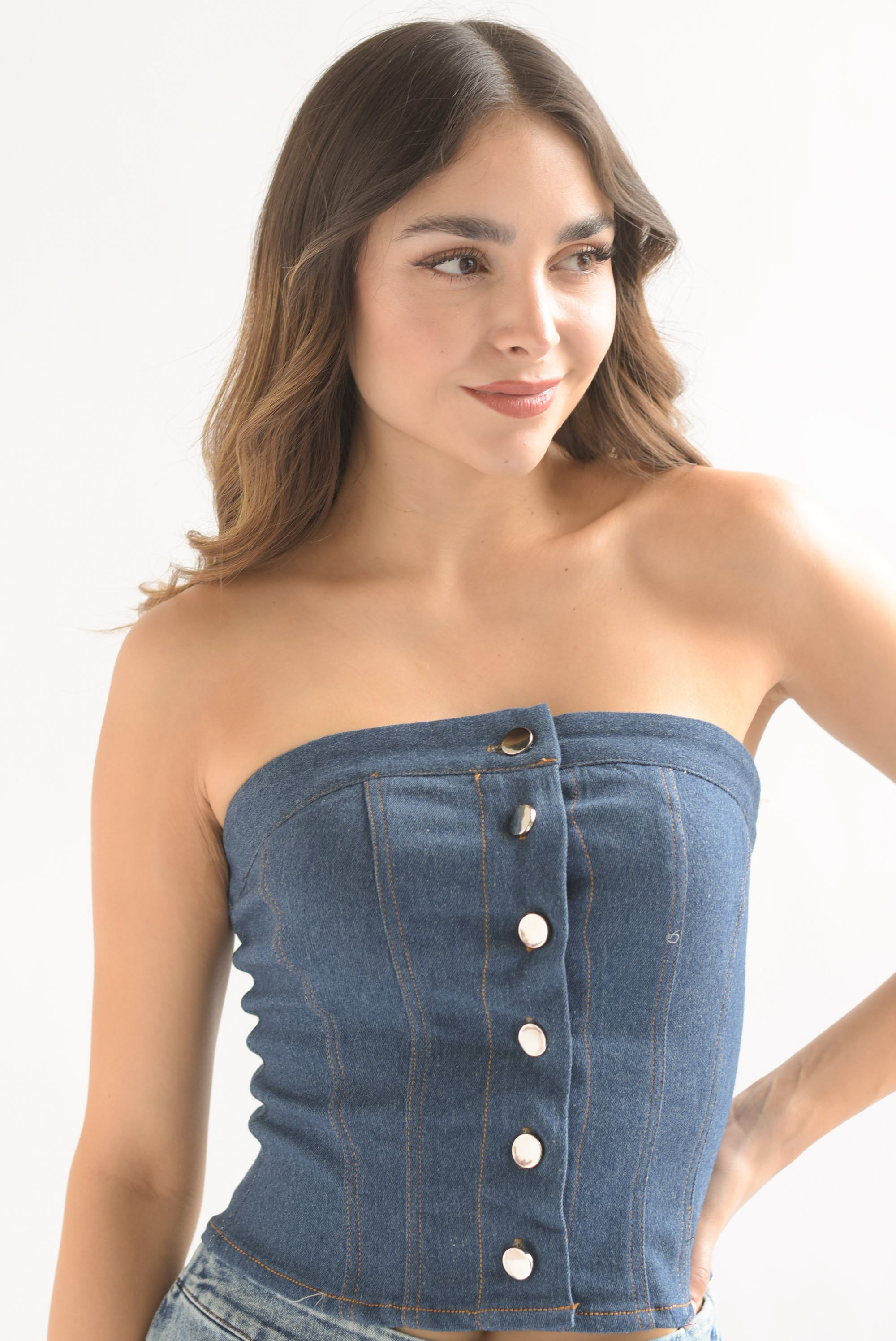 Top strapless Denim Dark